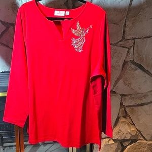 Embroidered Christmas long sleeve top Size 2x | Quacker Factory